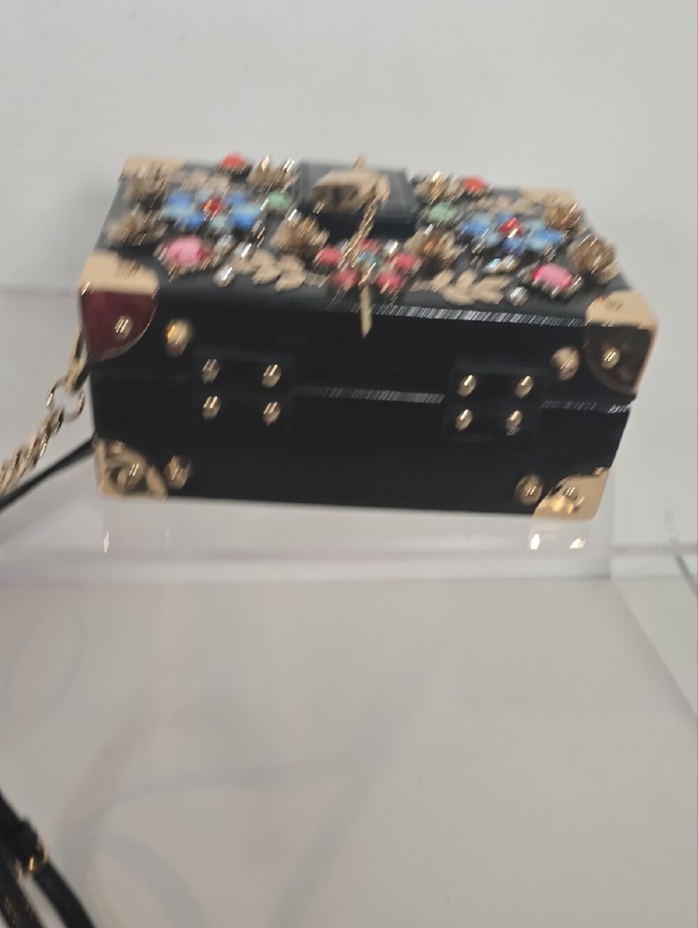 ALDO Embellished Black Floral Jeweled Box Bag - Picture 4 of 7